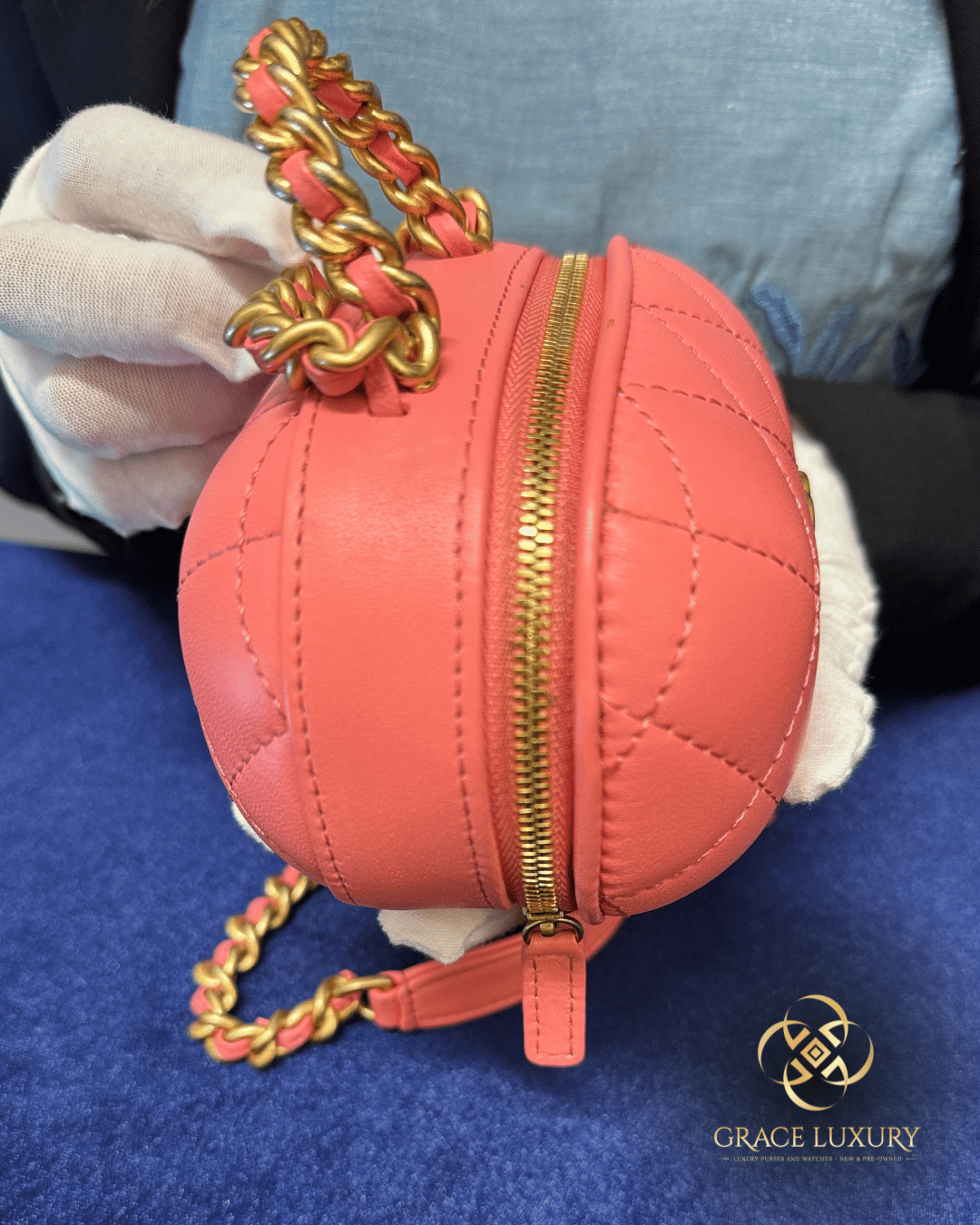 Chanel Lambskin Quilted CC Bubble with Chain in Pink