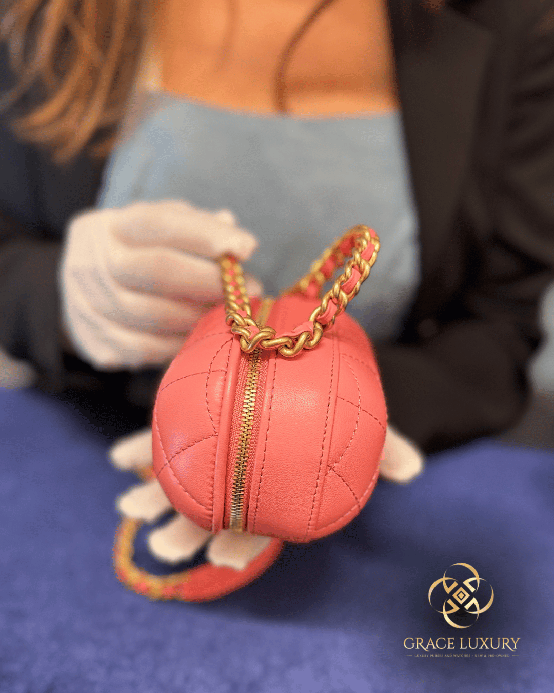 Chanel Lambskin Quilted CC Bubble with Chain in Pink