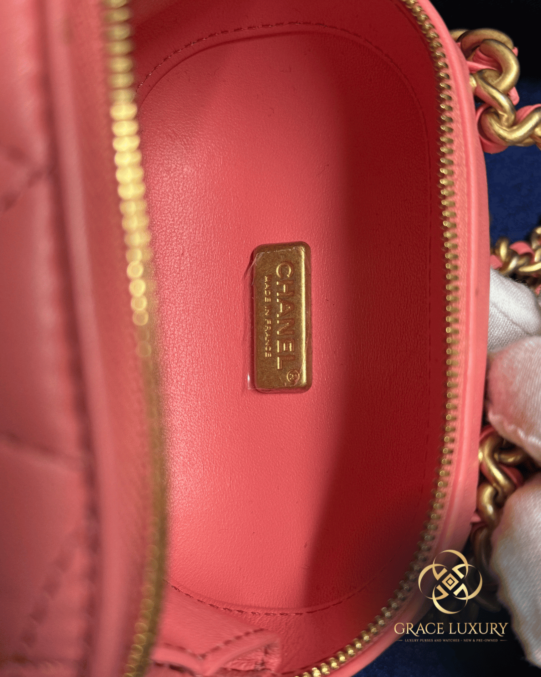 Chanel Lambskin Quilted CC Bubble with Chain in Pink