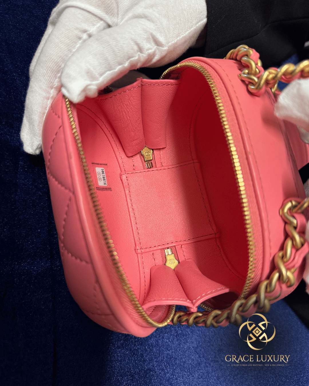 Chanel Lambskin Quilted CC Bubble with Chain in Pink