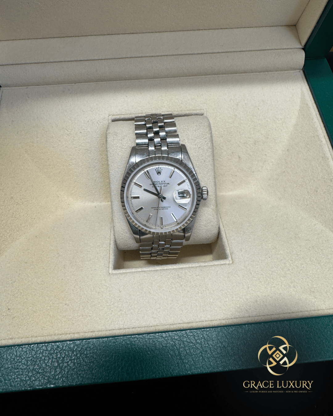 Rolex Datejust #1603 Silver Jubilee Bracelet with Silver Bezel 36mm