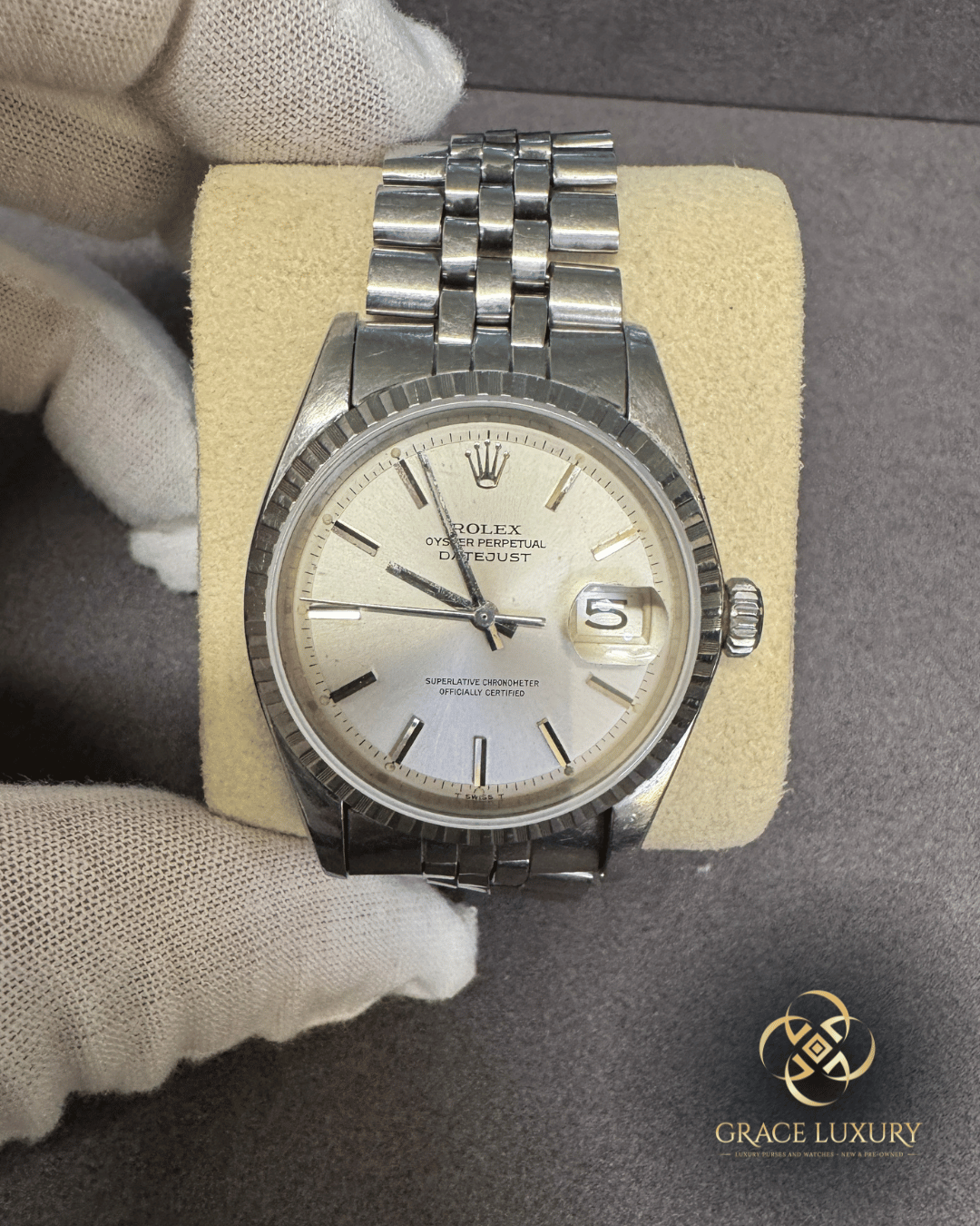 Rolex Datejust #1603 Silver Jubilee Bracelet with Silver Bezel 36mm