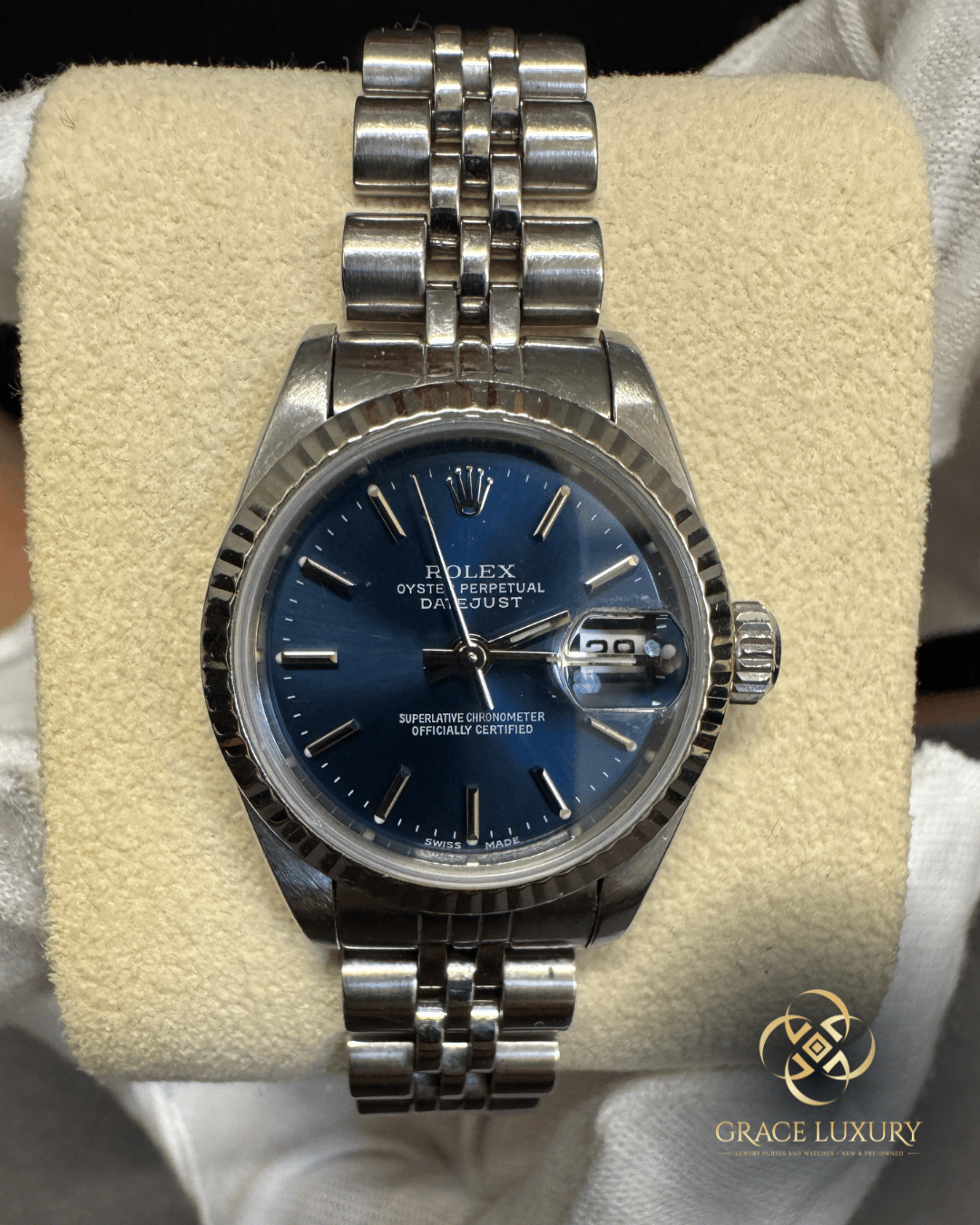 Rolex Datejust 69174 Blue Dial – 26mm Stainless Steel & White Gold Ladies Watch