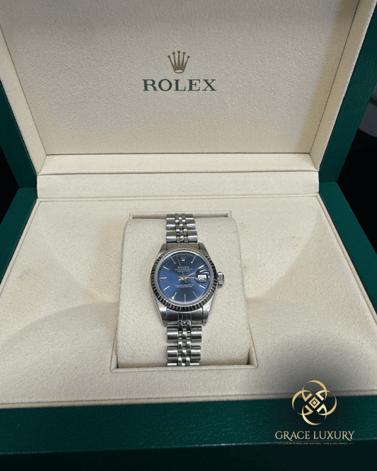 Rolex Datejust 69174 Blue Dial – 26mm Stainless Steel & White Gold Ladies Watch