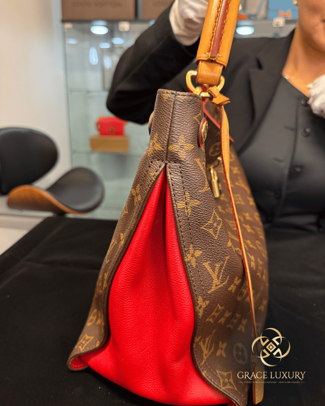 Louis Vuitton Gaia Monogram with Red Leather
