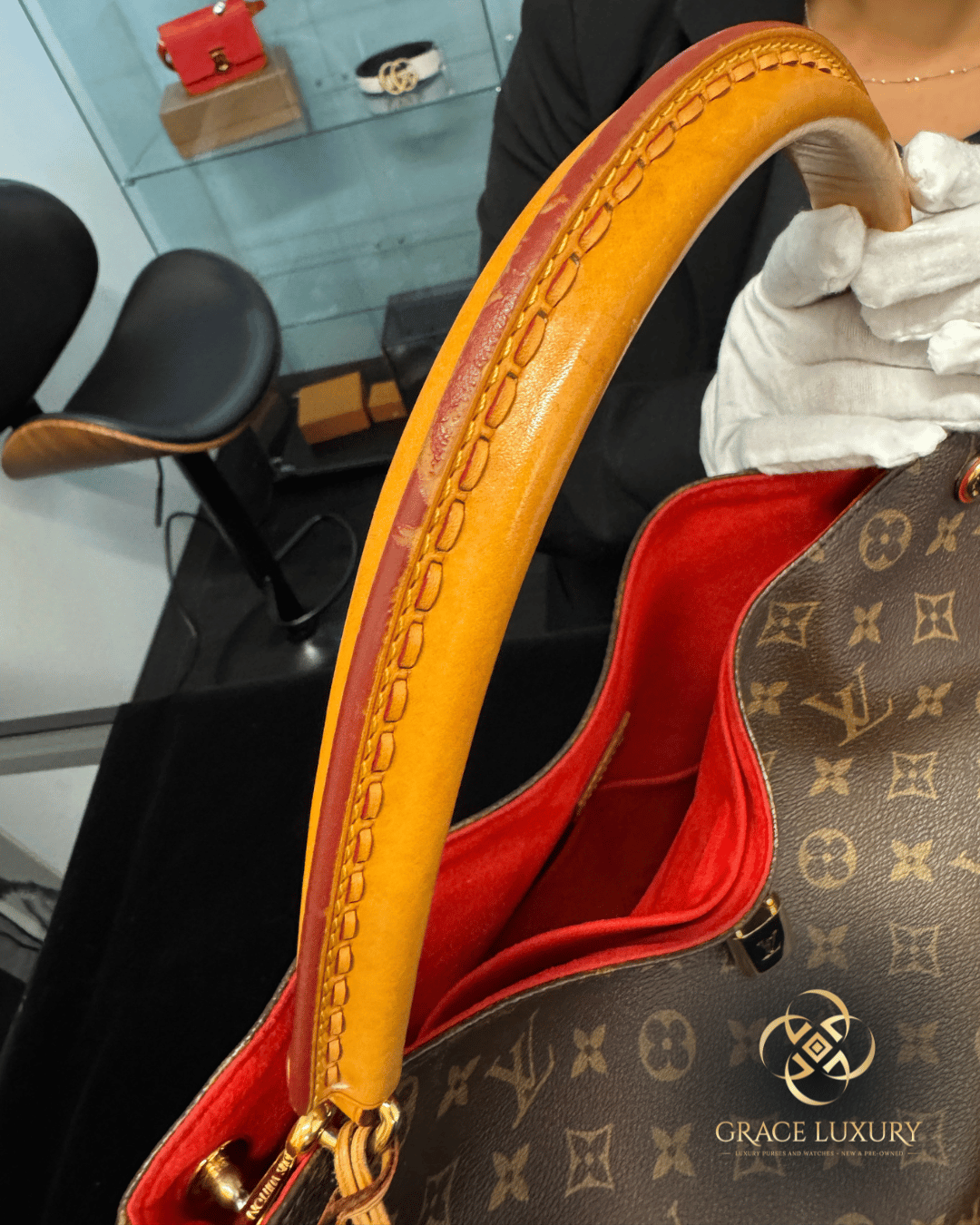 Louis Vuitton Gaia Monogram with Red Leather